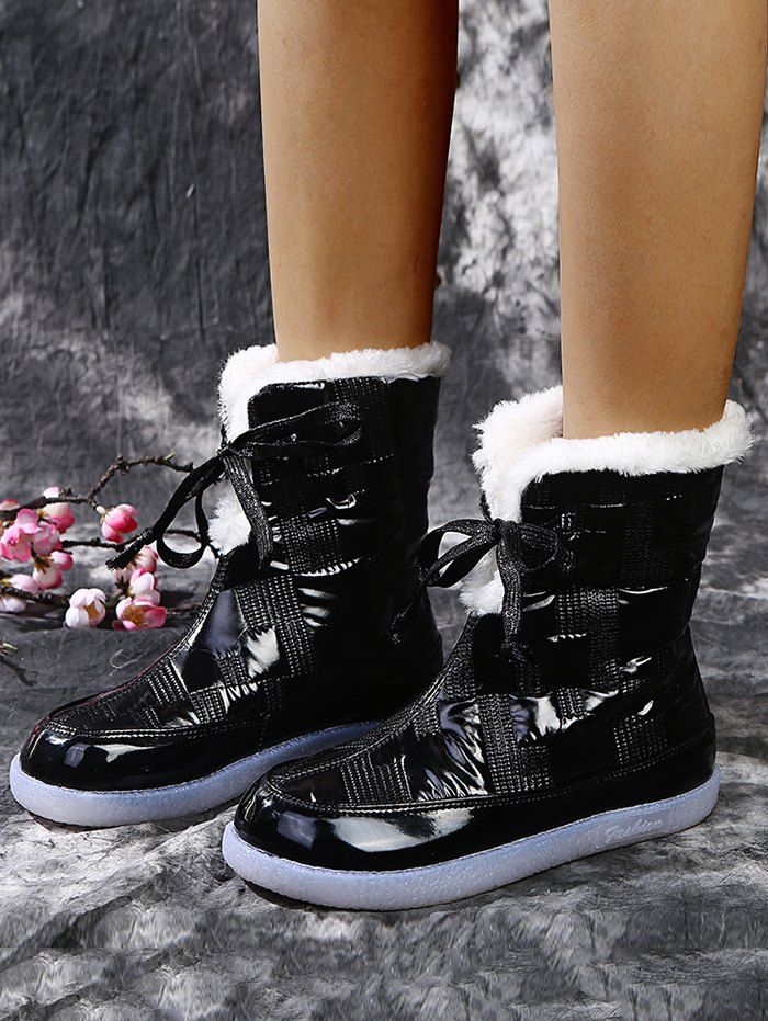 

Outdoor Quilted Fleece Snow Boots, Black