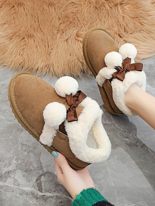 

Pom Pom Faux Fur Snow Boots, Brown