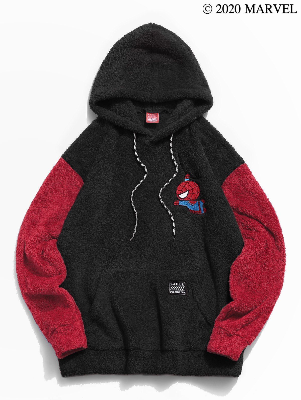 

Marvel Spider-Man Embroidery Colorblock Fluffy Hoodie, Multi-d