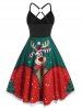 Plus Size Christmas O Ring Elk Print Dress -  