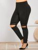 Plus Size Lace Panel Cut Out Skinny Pants -  