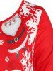 Plus Size Santa Snowflake Print Asymmetric T Shirt -  