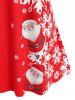 T-shirt Asymétrique Père Noël et Flocon de Neige Imprimés de Grande Taille - Rouge 5X