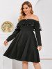 Plus Size Mesh Ruffled Off The Shoulder Dress -  