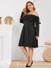 Plus Size Mesh Ruffled Off The Shoulder Dress -  