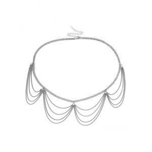 

Multilayered Wavy Metal Waist Chain, Silver