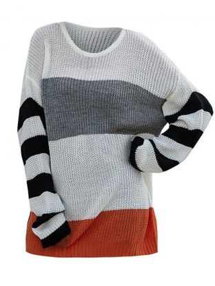 Colorblock Drop Shoulder Striped Sweater