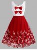 Christmas Bowknot Plant Embroidered Sequins Plus Size Dress -  