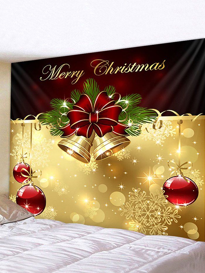 

Merry Christmas Bell Print Wall Tapestry, Multi