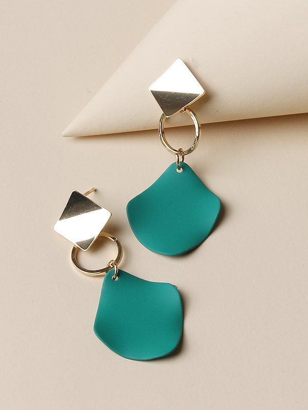 

Geometric Colorblock Stud Drop Earrings, Golden