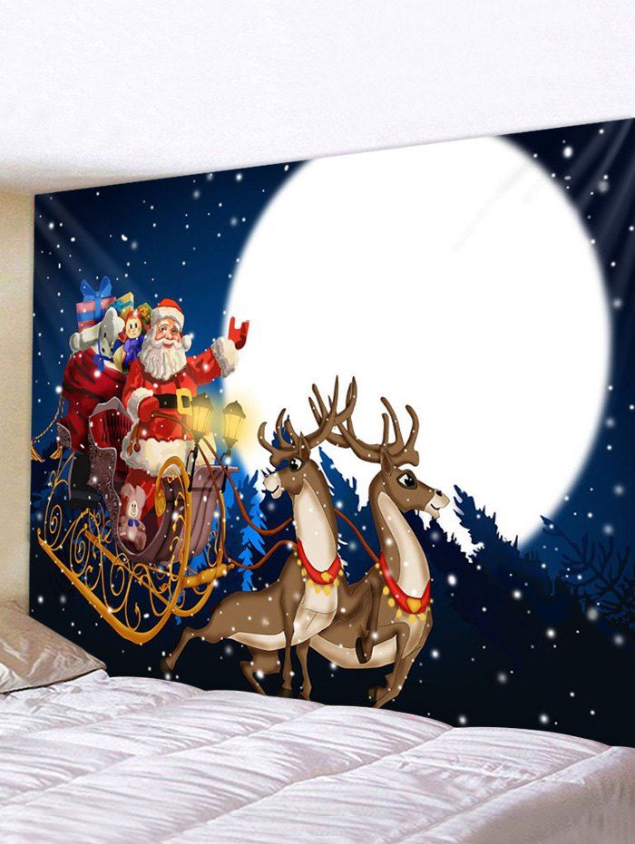 

Christmas Santa Moon Print Wall Tapestry, Multi