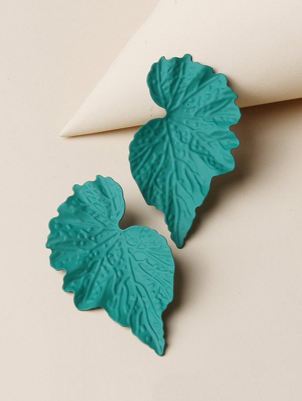 

Leaf Shape Textured Stud Earrings, Medium aquamarine