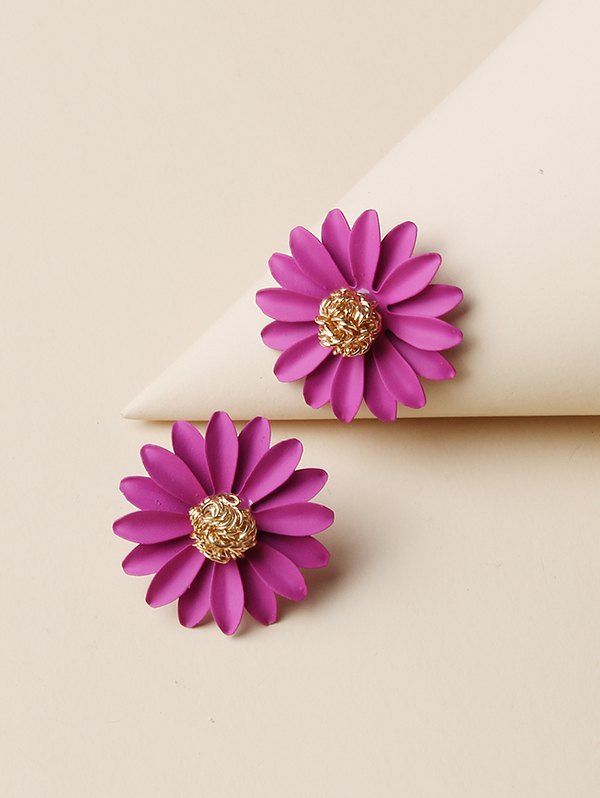 

Flower Daisy Shape Stud Earrings, Golden