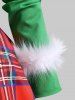 Robe à Carreaux avec Lacets Motif Plumes de Noël Grande-Taille - Vert 2X