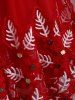 Robe de Noël Plante Brodée avec Nœud Papillon de Grande Taille à Paillettes - Rouge 3X