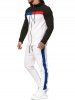 Contrast Zip Up Hoodie and Sports Pants Two Piece Set -  