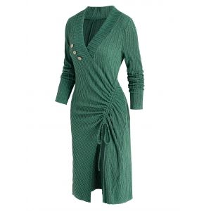 

Cinched Front Slit Cable Knit Sweater, Medium aquamarine