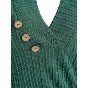 

Cinched Front Slit Cable Knit Sweater, Medium aquamarine