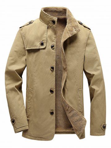 Botón encima del paño grueso y suave de la chaqueta - LIGHT YELLOW - L
