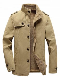 Button Up Fleece Jacket - LIGHT YELLOW - XL