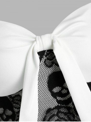 

Gothic Sleeveless Skull Lace Insert Twofer Dress, White