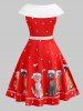 Belted Bowknot Puppy Dog Heart Christmas Plus Size Dress -  