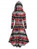 Robe Haute Basse Motif de Pont et de Forêt à Lacets - Multi-A XL