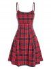 Plaid Mini Cami Dress and Open Bust Top Set -  