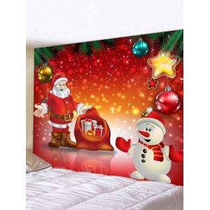 

Snowman Santa Christmas Print Waterproof Wall Tapestry, Multi