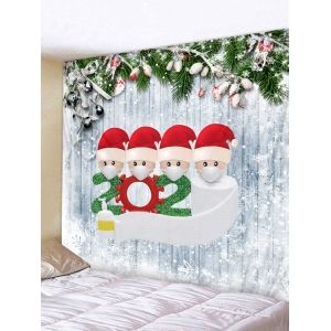 

Christmas Wooden Grain Santa Print Wall Tapestry, Crystal cream