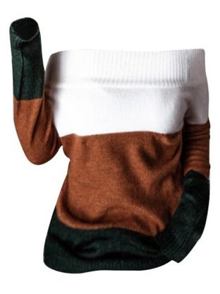 Off Shoulder Tree Tone Sweater