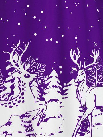 Plus Size Christmas Bicolor Elk Snowflake Print Dress