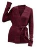 Collarless Belted Knitted Coat -  
