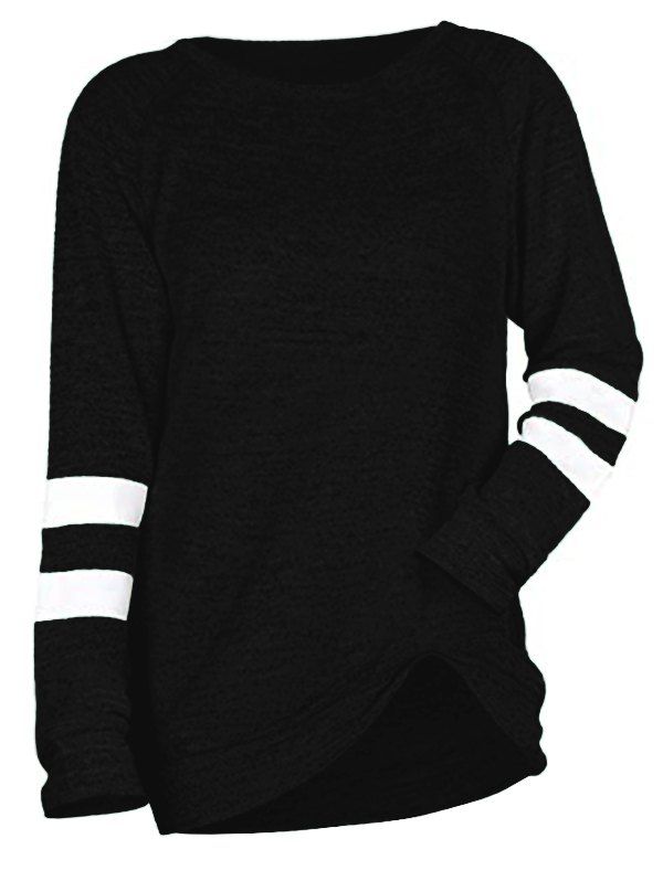 

Raglan Sleeve Striped Knitted Top, Black