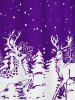 Plus Size Christmas Bicolor Elk Snowflake Print Dress -  