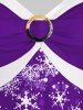 Robe Bicolore à Imprimé Flocon de Neige et Renne Noël Grande Taille - Iris Pourpre 3X