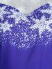Plus Size Christmas Claus Snowflake See Thru Long Sleeve Dress -  