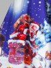 Plus Size Christmas Claus Snowflake See Thru Long Sleeve Dress -  