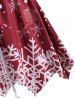 V Neck Lace-up Christmas Snowflake Print Long Sleeve Top -  