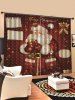 2 Panels Christmas Santa Print Window Curtains -  