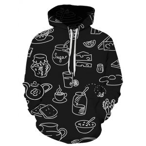 

Abstract Bottles Print Front Pocket Hoodie, Multi