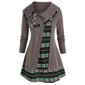 

Plus Size Snowflake Graphic Foldover A Line Tunic Tee, Multi a