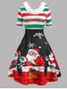 Robe en Fausse Fourrure Rayée à Imprimé Flocons de Neige et Père Noël - Multi XXL