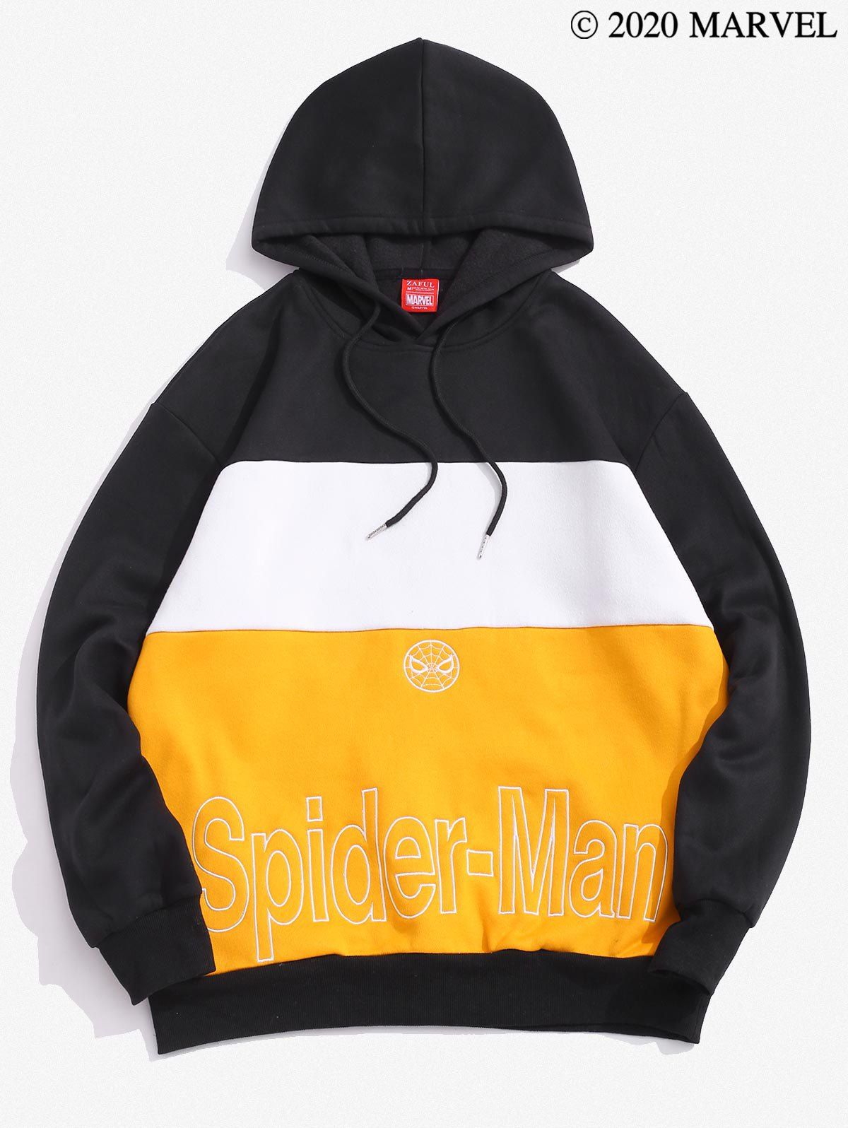 contrast embroidered letter fleece hoodie