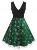 Plus Size Christmas Snowflake Mesh  Fit and Flare Dress -  