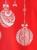 Sweat-shirt à Imprimé Boule de Noël à Épaule Nue Grande Taille - Rouge 5X