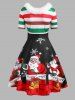 Robe en Fausse Fourrure Rayée à Imprimé Flocons de Neige et Père Noël - Multi XXL