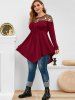 Plus Size Floral Embroidered Tulle See Thru Tunic Knit T-shirt -  