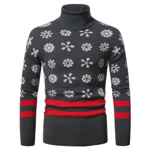 

Christmas Snowflake Pattern Turtleneck Sweater, Dark gray