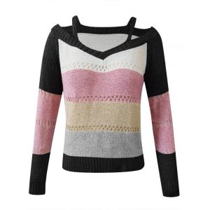 

Plus Size Colorblock Cutout Sweater, Black